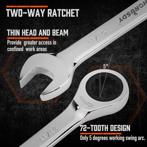 Image of HORUSDY 20-Piece Ratcheting Wrench Set, SAE and Metric, Ratchet Wrench Set, They roll up neatly in an organizer box for storage in