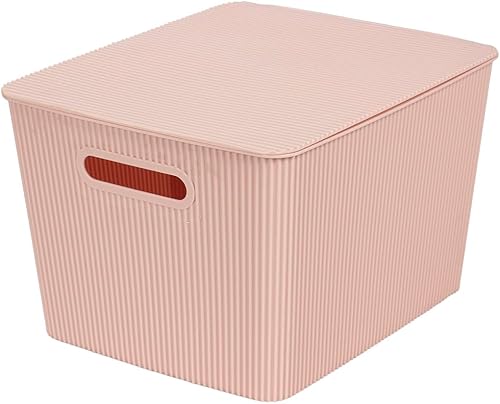 Miniatura 2 de Glad Cestas de almacenamiento con tapas  Juego de 4 cajas de plástico apilables con asas  Contenedores decorativos organizadores de estantes para