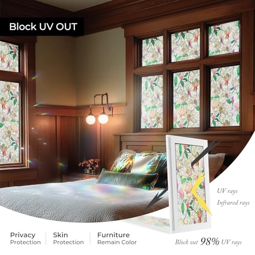Stained Glass Window Film Privacy for Glass Windows, Window Film Privacy Vinyl Frosted No-Glue Static Cling for Home Kitchen Office Bathroom 44X200CM - Cosy Home Interiors Stained Glass Window Film Privacy for Glass Windows, Window Film Privacy Vinyl Frosted No-Glue Static Cling for Home Kitchen Office Bathroom 44X200CM - Image 5