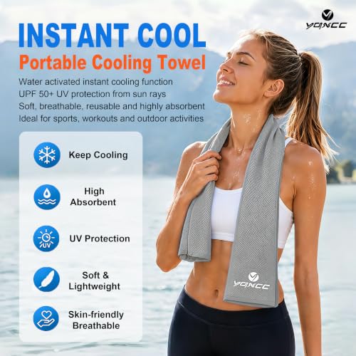Image of YQXCC 4 Pack Cooling Towels (47 inchx12 inch), Ice Cool Towels for Neck & Face | Soft Breathable Microfiber, Instant Cooling Neck Wraps, Ideal for Yoga, Golf, Gym, Running, Camping & Hot Weather