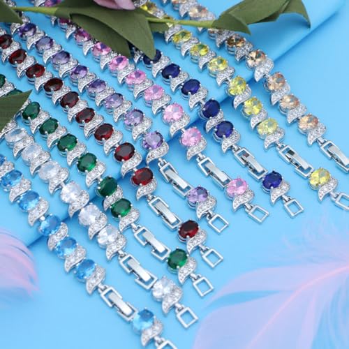 Image of LMXXVJ Fashion Tennis Bracelet Created Emerald White Gold Plated Charm Bracelet Gifts Jewelry for Women