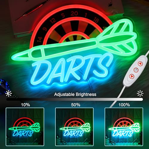 Darts Neon Light, Dimmable LED Dart Neon Wall Sign USB Powered, Decorations for Bedroom Living Room Game Room Man Cave Bars Clubs, Birthday Gift for Darts Enthusiasts - Image 4