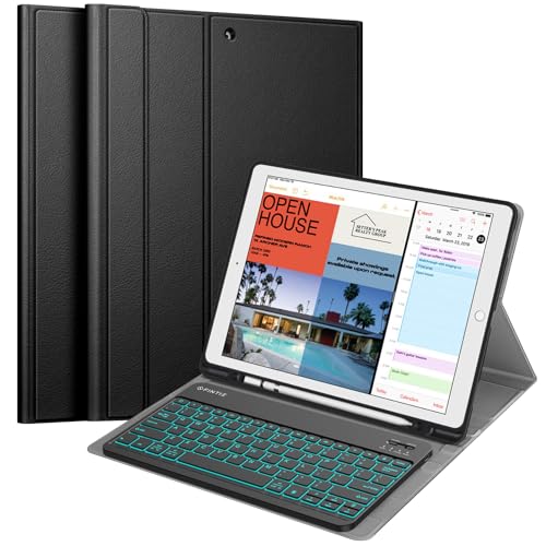 Fintie Keyboard Case for iPad Pro 12.9-inch 2017/2015 (Old Model, 2nd & 1st Generation), Soft TPU Protective Cover, [7 Color Backlit] Magnetically Detachable Wireless Bluetooth Keyboard, Black