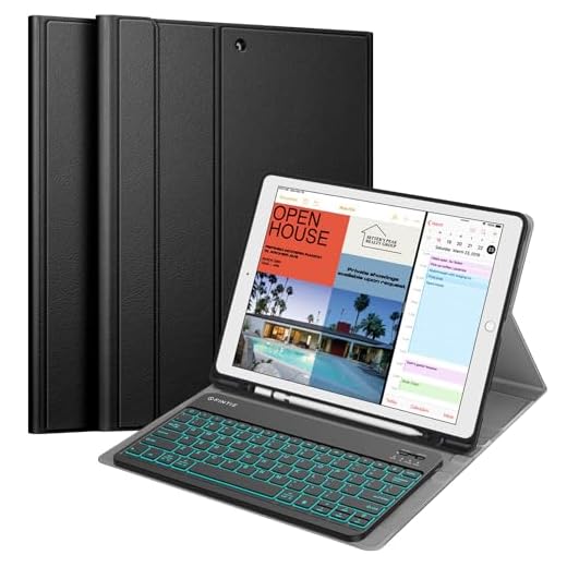 Fintie Keyboard Case for iPad Pro 12.9 2nd Gen 2017/1st Gen 2015, Soft TPU Protective Cover w/Pencil Holder, [7 Color Backlit] Magnetically Detachable Wireless Bluetooth Keyboard (Black)