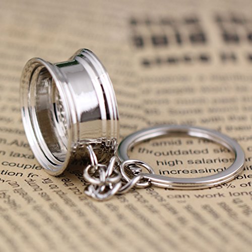 Image of maycom Creative Auto Part Model Wheel Rim Tyre Keychain Keyring Key Chain Ring Keyfob (Silver)