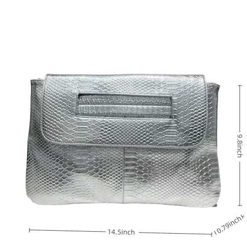 Image of Women Classic Crocodile Pattern Faux Leather Clutch Purse Oversized Female Shoulder Bag Messenger Handbag