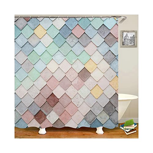 Rideau de douche motif carré pour une salle de bain moderne - 2