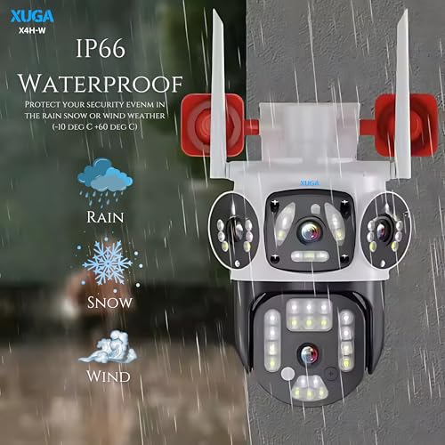 Image of XUGA Cybernautt X4H-W 4MP FHD Dual Lens WiFi Outdoor CCTV Camera | PTZ | Color Night Vision | 3 View Screen | Motion Detection | Two-Way Audio| IP66 Waterproof