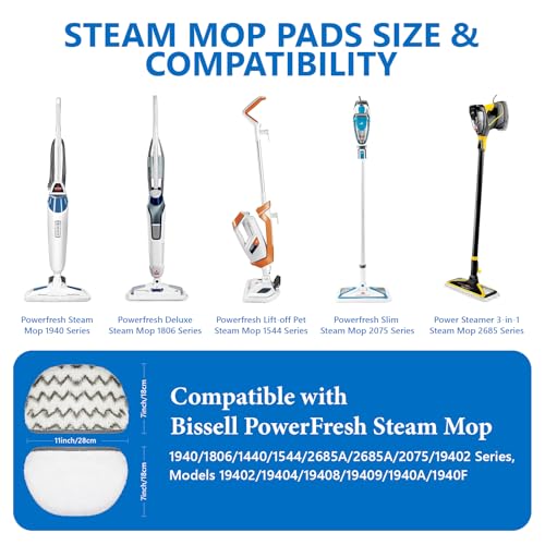 Image of 1940 1806 for Bissell Steam Mop Pads Replacement Compatible with Bissell Powerfresh Steam Mop 1544 1440 2075A 2685A Series, Models 19402 19404 19408 19409 1940A 1940F 1940Q 1940T 1940W B0006 B0017