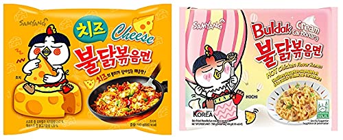 Sam Yang Buldak Cheese Noodles & Buldak Cream Carbonora Instant Noodles (Pack of 2) (280 grams) (Imported) Instant Noodles Non-vegetarian (2 x 140 grams)(Combo Pack) (B09CKBQDCG) Amazon Price History, Amazon Price Tracker