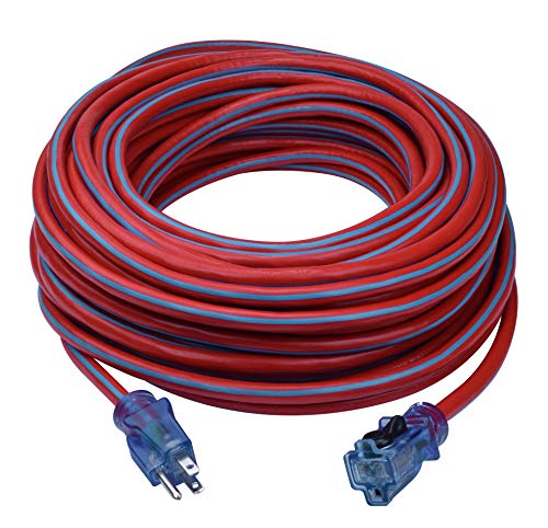 Prime KCPL507835 12/3 SJTW Locking Cord, Red and Blue, 100-Feet