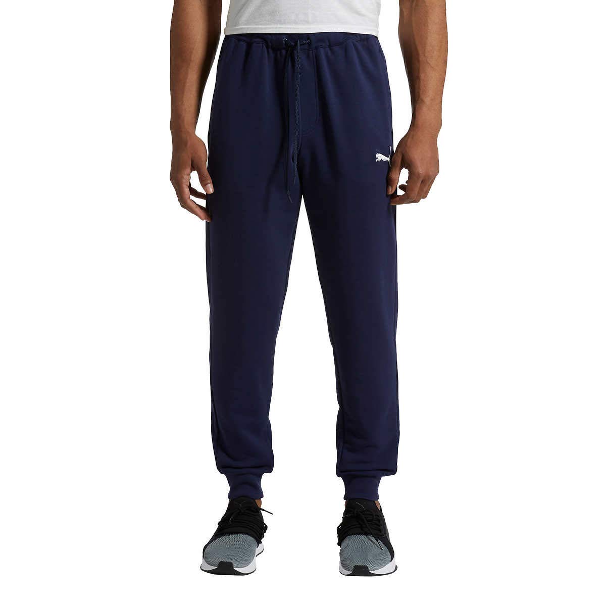 PUMA Men's French Terry Jogger Drawstring Sweatpant (M, Solid Navy)