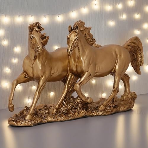 Galloping Horses Statue Showpiece for Living Room, Home Decor, Symbol of Success Tabletop Figurine for Weddings, Anniversaries, Festive Corporate Gifting (Race Horses) — photo — 3 of 9