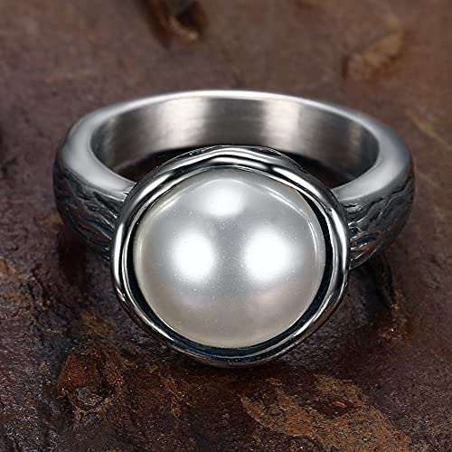 Jude Jewelers Stainless Steel Faux Pearl Solitaire Style Wedding Engagement Proposal Statement Anniversary Ring3
