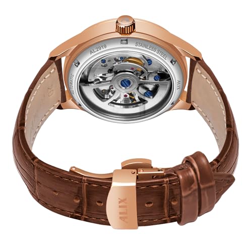 Image of ALIX AL2919 Men's Automatic Skeleton Self-Winding Water Resistant Chronograph Analog Watch