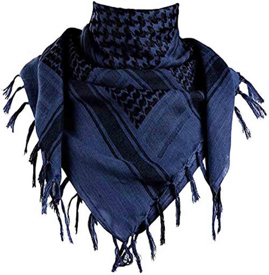 Krystle Fashions Men's Pure Cotton Arab Shemagh Neck Wrap Arafat Keffiyah Desert Army Wear Head Scarf Stole (Grey & Black)
