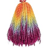 2 Pack Spring Twist Ombre Colors Bomb Twist Crochet Braids 8 inch Fluffy Soft Jamaican Bounce Synthetic Braiding Hair Extensions 30Strands/pack (8', Rainbow)