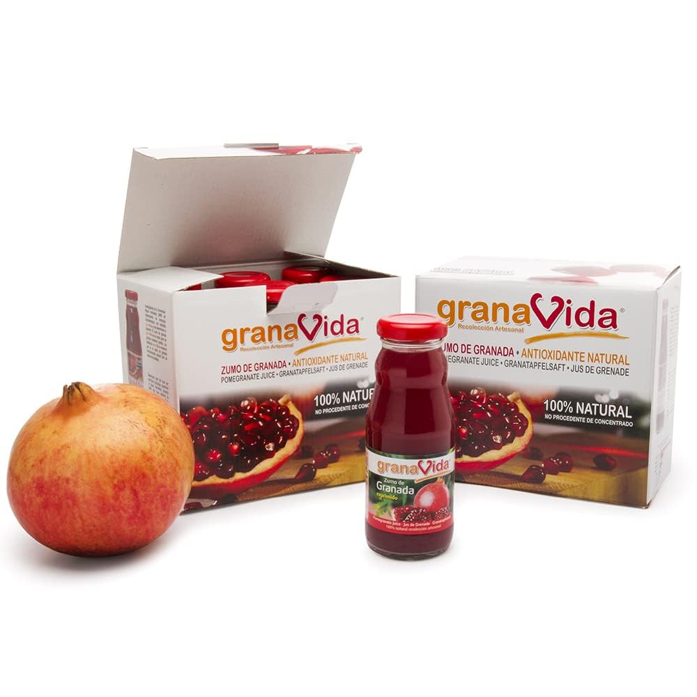 Granavida Zumo de Granada Natural Exprimido. Elaborado con Granadas Variedad Mollar de Elche.Pack de 24 Unidades