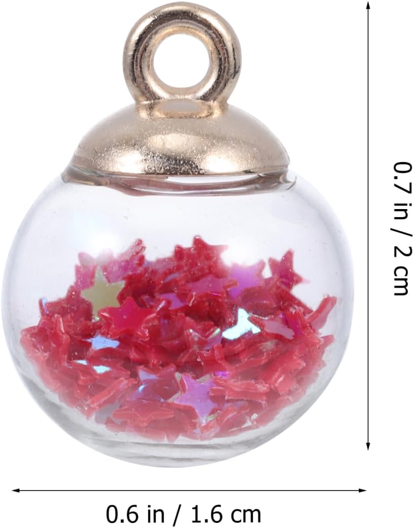 Glass Ball Charms with Star Sequins for Jewelry Making Small 0.78 Inch Pendants for Earrings Necklaces Diy Craft Projects Unique Hanging Decorations - Image 6