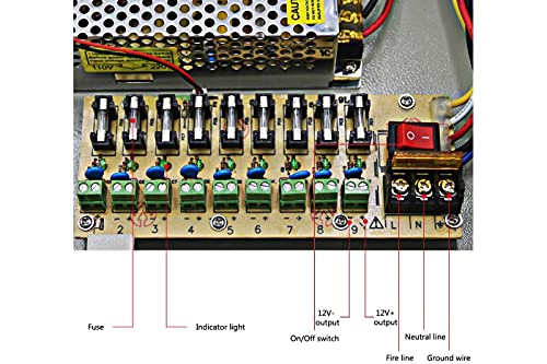 Alimentatore Stabilizzato Box Quadro 12V 9 Uscite