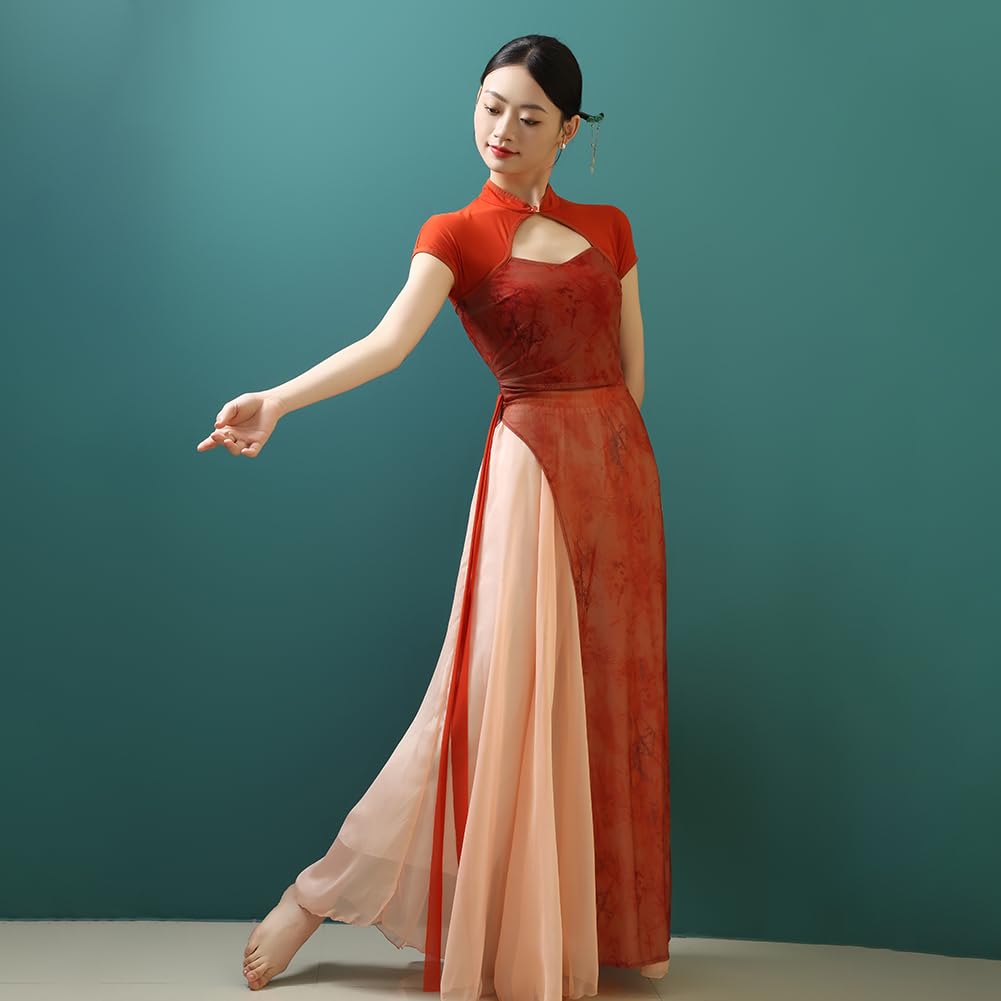 ROYAL SMEELA Set di Qipao Moderno per Donne,Abito Cheongsam Stile Cinese Donna, Top + Culotte