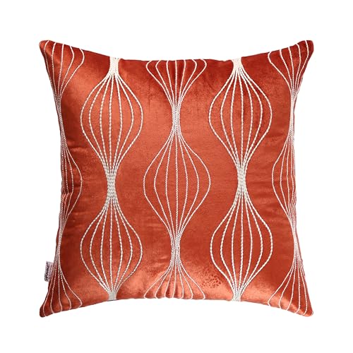 Image of Home - The Best is for You Luxurious Velvet Rust Cushion Covers Embroidered - Pack of 2, 16x16 Inch