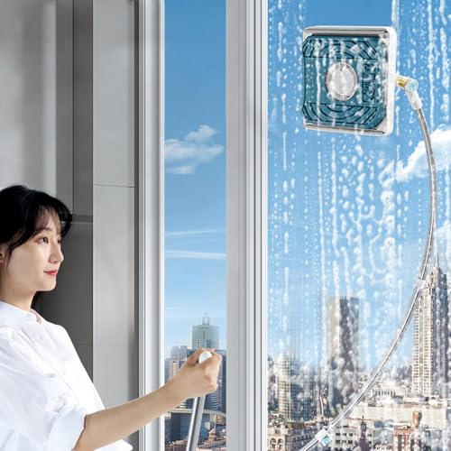 Herramienta de lavado de vidrio extensible y giratoria para ventanas exteriores 7