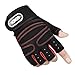 Vintree Guantes Gimnasio Gym Guantes Ajuste Cómodo Ideal para Fitness Crossfit Dominadas Ciclismo Correr para Hombres y Mujeres Guantes Deportivos Gimnasio Guantes Medio Dedo Respirable (Rojo,L)