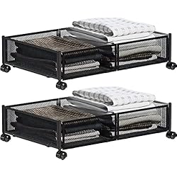 Cajones Bajo Cama Con Ruedas MISNODE Cajones de Almacenaje bajo la cama, 2 unidades, con ruedas, sin necesidad de montaje, Negro