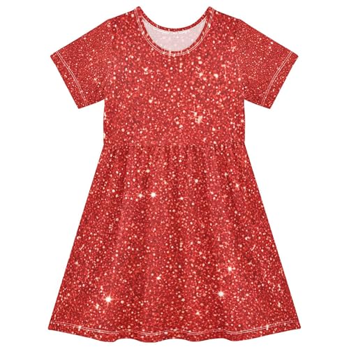 Bright Red Glitter Texture Toddler Girls Dresses 2t Summer Clothes Easter Spring Dress Children