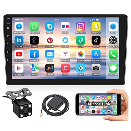 10.1Inch 2.5D HD Double Din Car Stereo Radio Receiver, Android 8.1 Touch Screen MP5 Multimedia, Support GPS Navigation Bluetooth FM Radio+4 Led Lights Rear View Camera&Dual Mirror Link