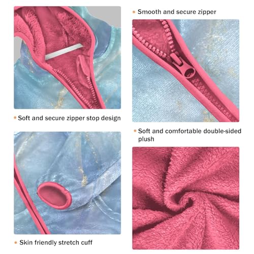 GuoChe Gold Blue Teal Marble Kid Fleece Jacket3