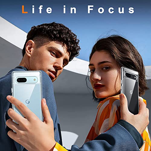 Oterkin For Google Pixel 7A Case Clear, [20X Anti-Yellowing] Pixel 7A Case With [2Pcs Tempered Glass Screen Protector][Built-In 4 Airbags][10Ft Military Protection] Google Pixel 7A Phone Case (Clear) #TOP6