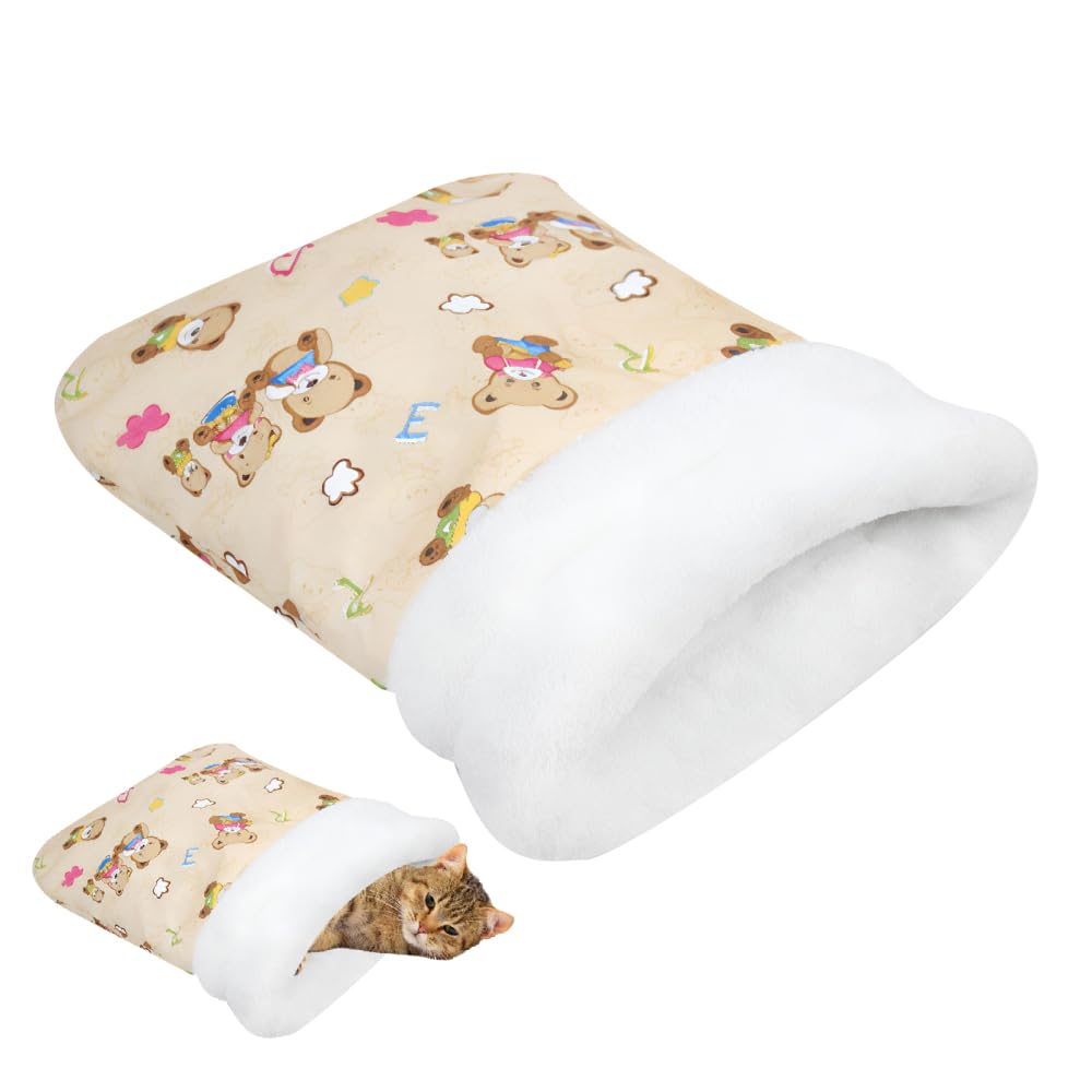 MiOYOOW Pet Sleeping Bag, Semi Enclosed Cat Bed Soft Warming Dog Nest with Washable for Living Room Bedroom Sofa Corner