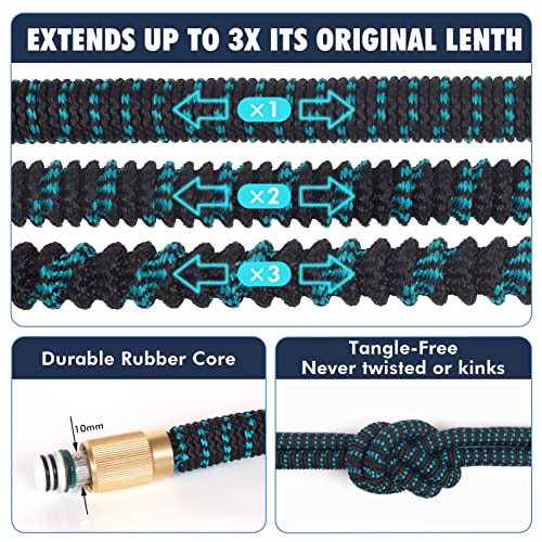 Expandable Garden Hose 100ft, Expanding Water Hose with 10 Function Nozzle, 4 Layer Latex and 3/4'' Solid Brass Fitting - Image 2