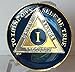 1 Year Midnight Blue AA Medallion Chip Tri Plate Gold & Nickel Plated Serenity Prayer
