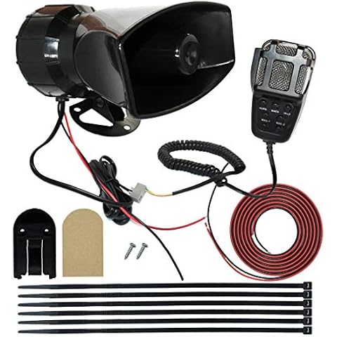 MIRKOO 12V 100W 7 Tones Car Siren Speaker with Mic PA System Car Loud Emergency Sound Alter Warning Siren Speaker Amplifier Horn with Hooter, Fire Alarm, Ambulance, Traffic, Police, Horn Sound etc Cover