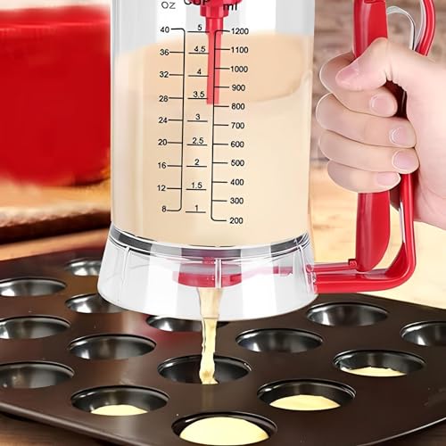 Pancake Batter Dispenser - 900ml Pancake Batter Dispenser and Mixer with Stirring Function, Pourer for Griddle, Waffle and Separator for Cupcakes, Waffles - Image 4