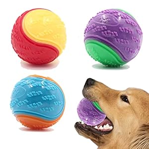 3Pcs Squeaky Dog Ball, Dog Toys Teeth Cleaning Puppy Chew Toys Pet Training Ball Dog Interactive Dog Ball