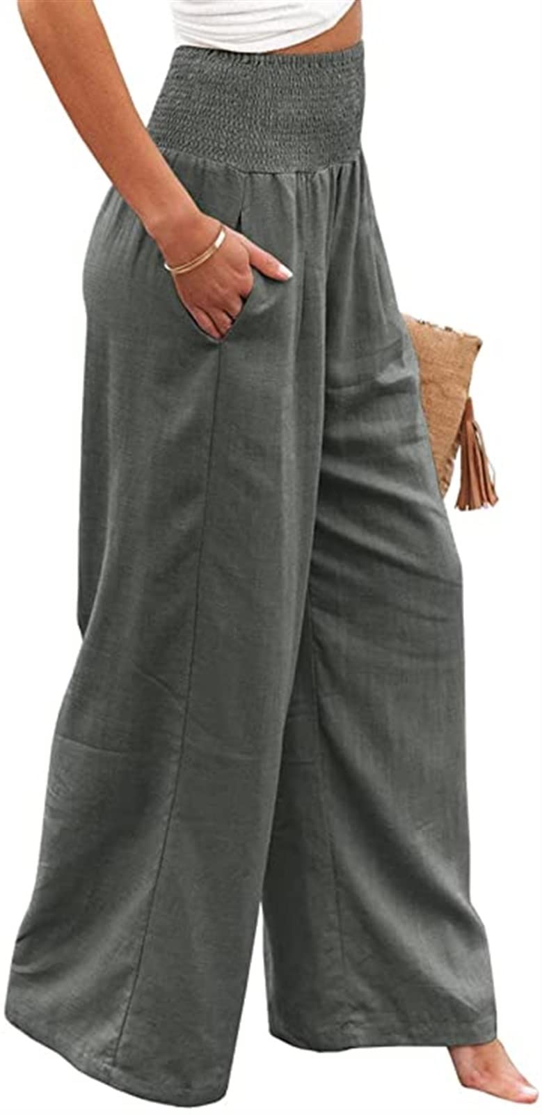 Stamain linnen broek voor dames Zomer Kaki wijde broek Dames