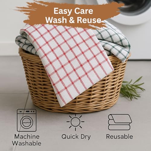 Pack of 10 Tea Towels 100% Cotton Highly Absorbent Kitchen Dish Towels Lint Free Quick Dry Long Lasting Catering Material Multi Colours Pack - Image 5