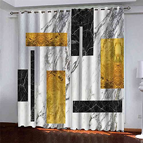 Tende Oscuranti Con Effetto Marmo Astratto - 2 Pannelli 140x180 Cm, Poliestere 260 G/m², Con Occhielli, Per Camera Da Letto E Soggiorno