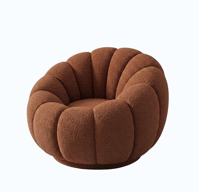 Image of CRAFTCITY Pumpkin Style Wooden Sofa | Contemporary Wool Sofa with Swen Pillow Back for Living Room (Brown, 4 Seater)