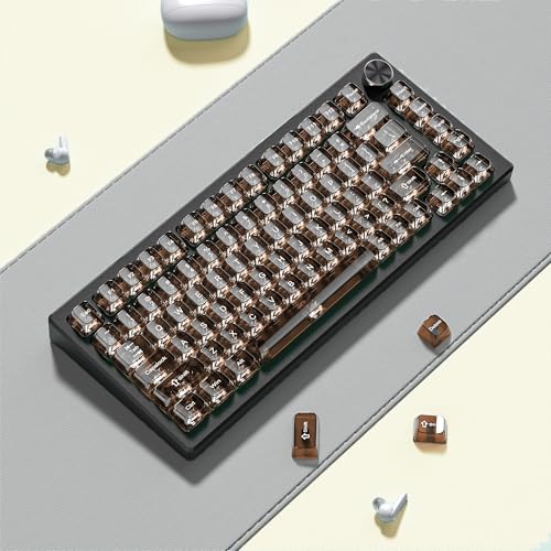 Image of dagaladoo Coffee Clear keycaps for Mechanical Keyboard,Transparent MDA keycaps 60 75 100 Percent,Ceramic Jelly Key caps Set,Shine Through Key caps for Mx Switches Mechanical Keyboard(115key)