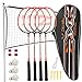 Fostoy Set di Racchette da Badminton, Racchette da Badminton con 4 Racchette da Badminton e 3 Volani, Set Completo da Badminton Esterno con Rete per Adulti