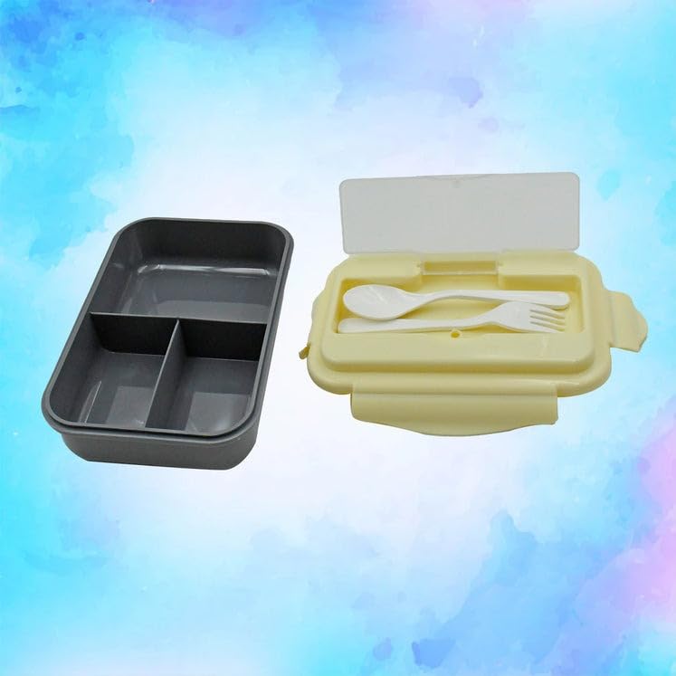 Image of 3-Compartment Insulated Lunch Box - Portable Food Container for Kids & Adults - Includes 2 Spoons, Keeps Food Warm - Ideal for School, Office & Travel
