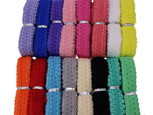 Jesepcolored Elastic Lace Trim Picot Elastic Stretch Ribbon Soft Frilly Elastic Trim For Baby And Girls Headbands, Sewing, Lingerie,Thongs And Diy Crafts And Sewing 80 Yards 3/4"(20Mm) Jsp07 #TOP15