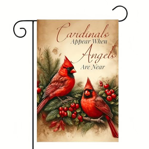 Image of BlissYard Winter Garden Flag Cardinal Angels Quote 12 x 18 Inch