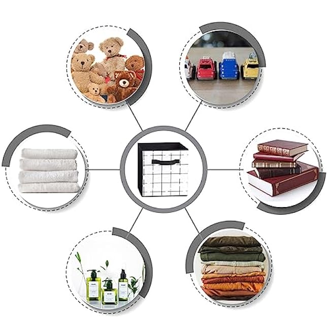 Storage Cubes. B&W Check Storage Cube Set, 6x 13inch Cube Storage Bins. Cubby Storage Bins for Cube Shelf Organizer, Closet Storage Basket and Room Organization. Collapsible Storage Bin Boxes (13X13X13 Inch)