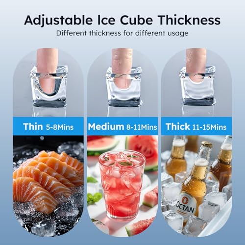 Image of Commercial Ice Machine 650LBS /24H,Storage 400LBS,Large Industrial Ice Maker,Ice Ready in 5-15min,with Self-Cleaning Mode,with Timing Function,12 Levels of Ice Thickness Adjustment,Stainless Steel